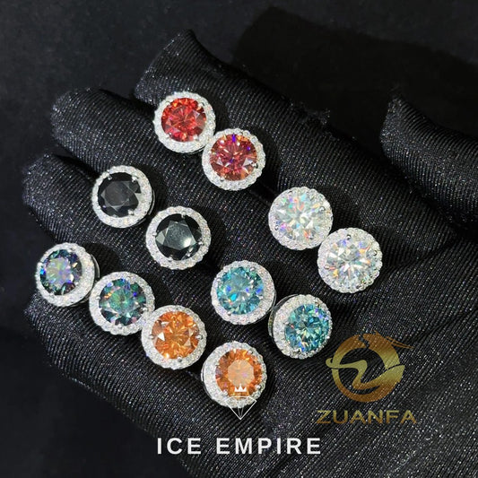 Iced Out 925 Silver Moissanite Stud Earrings