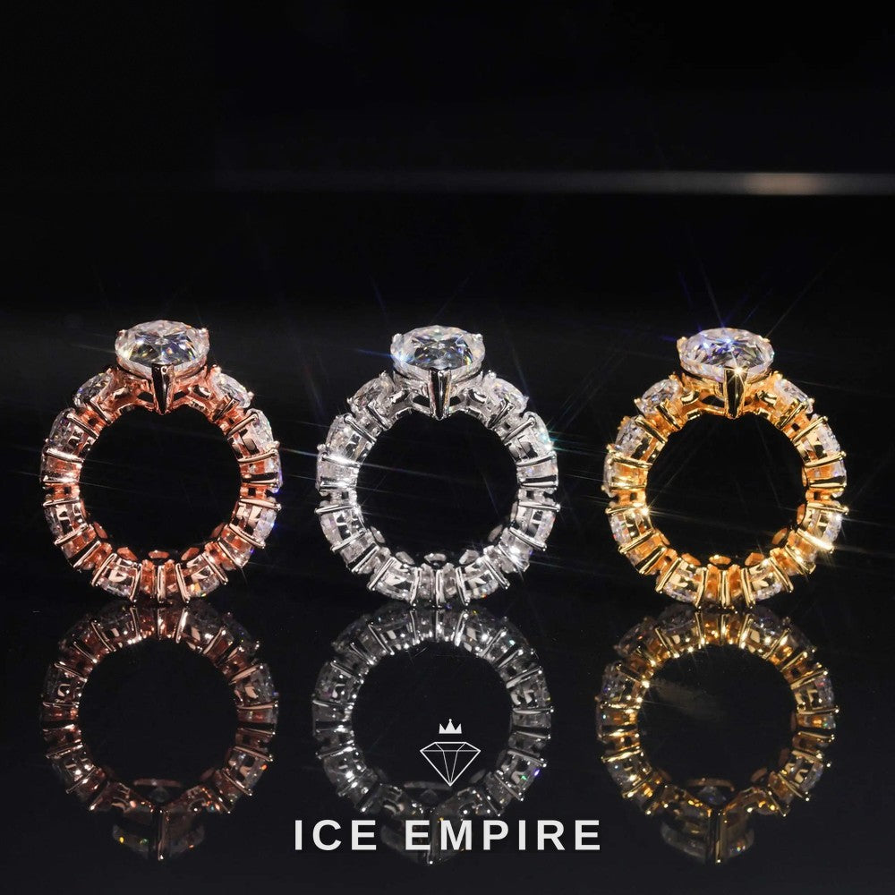 Iced Out Rose Gold Plated Moissanite Engagement Ring