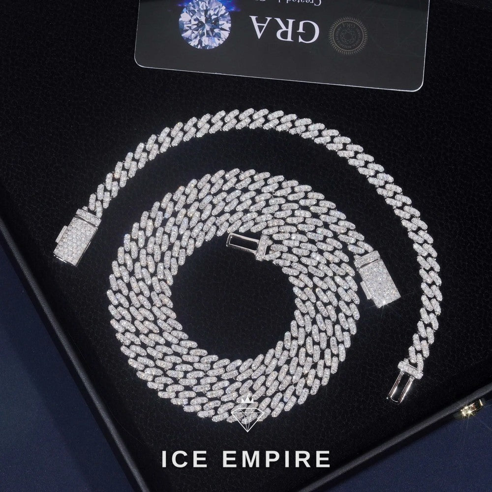 Iced Out 925 Silver Moissanite Cuban Chain