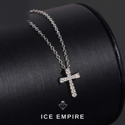 Iced Out Cross 925 Silver Lab Grown Diamond Pendant