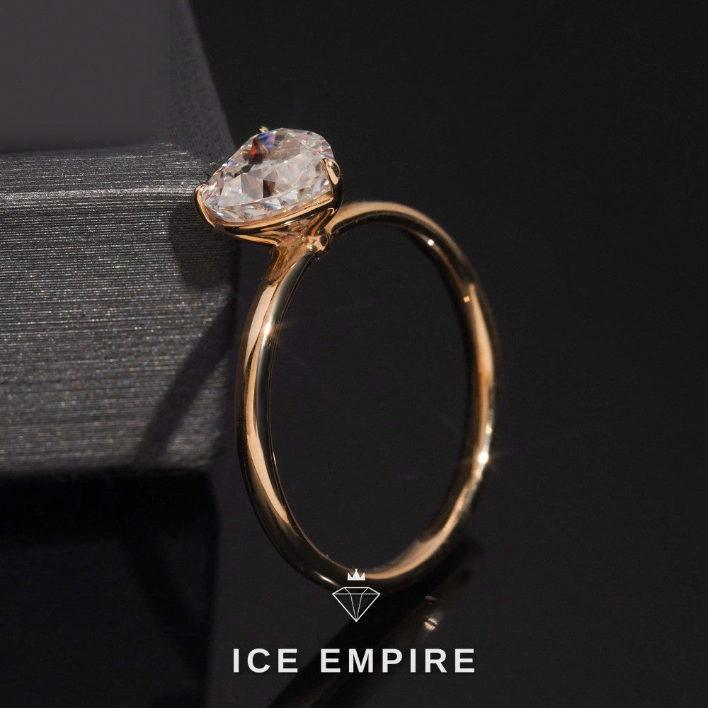 Iced Out Heart 14K Gold Moissanite Wedding Band