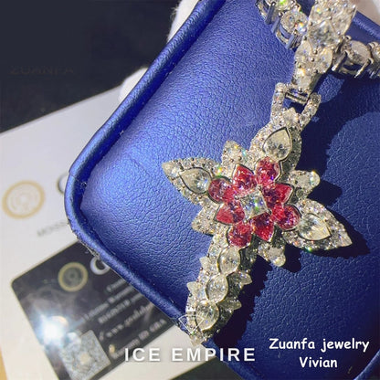 Iced Out Cross Rose Gold Plated Moissanite Pendant