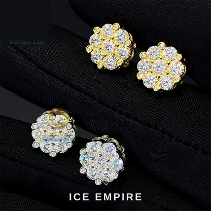 Iced Out 925 Silver Moissanite Stud Earrings