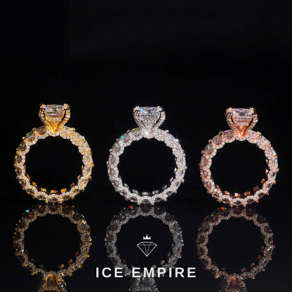 Iced Out Rose Gold Plated Moissanite Engagement Ring