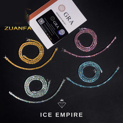 Iced Out 925 Silver Moissanite Tennis Chain