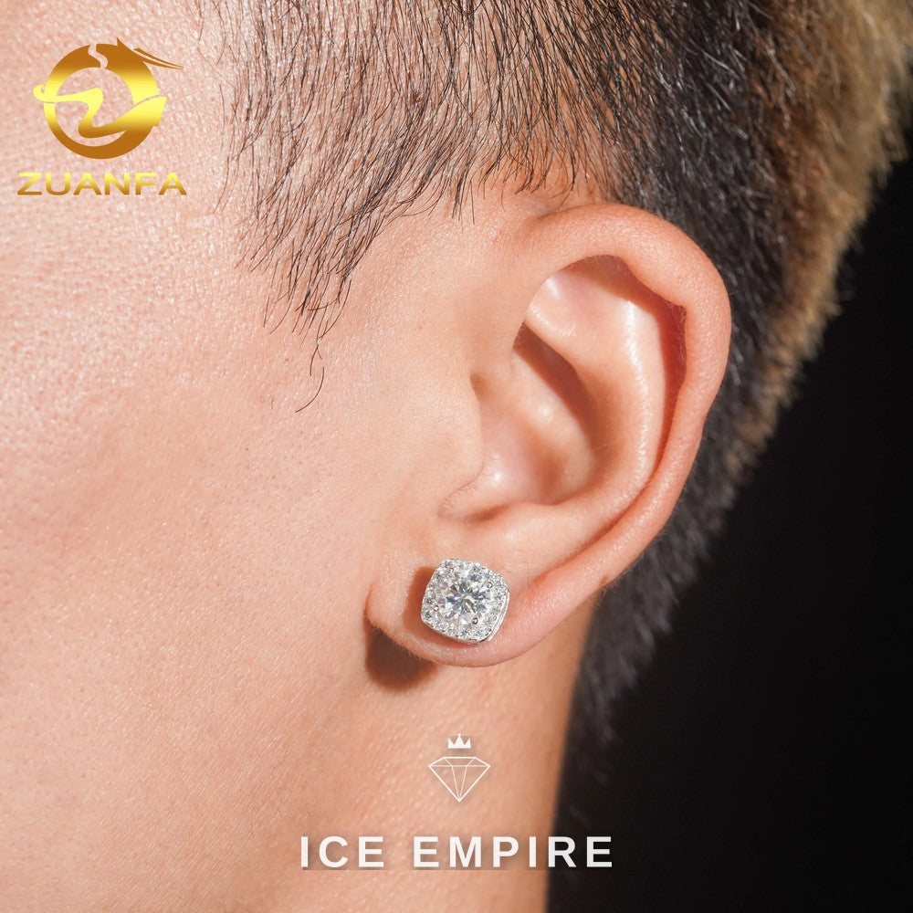Iced Out 925 Silver Moissanite Earrings