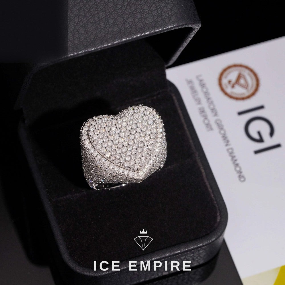 Iced Out Heart 925 Silver Lab Grown Diamond Pendant
