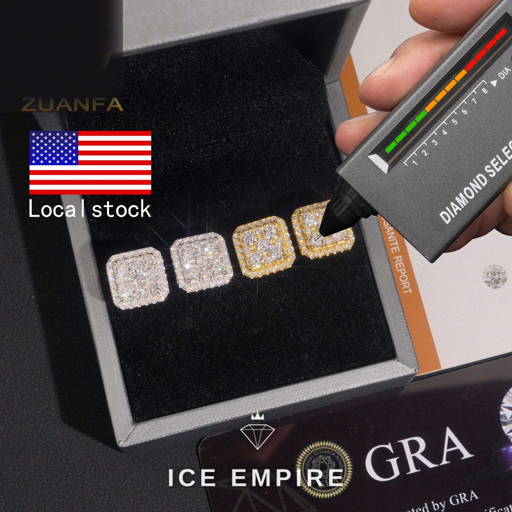 Iced Out Rose Gold Plated Moissanite Earrings