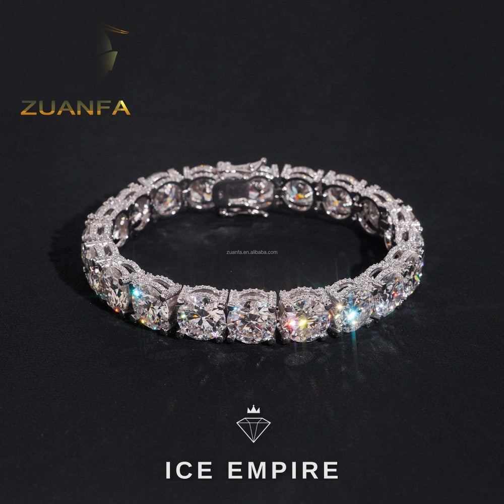 Iced Out Cluster 925 Silver Moissanite Tennis Chain