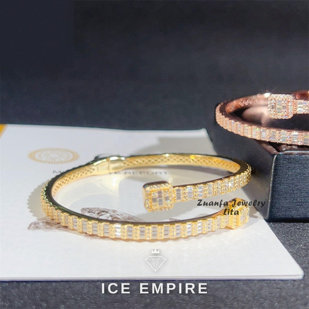 Iced Out Baguette 925 Silver Moissanite Bracelet