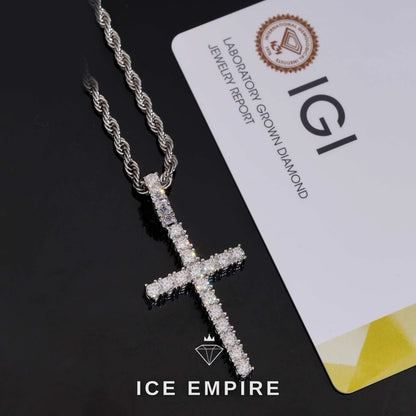 Iced Out Cross 925 Silver Lab Grown Diamond Pendant