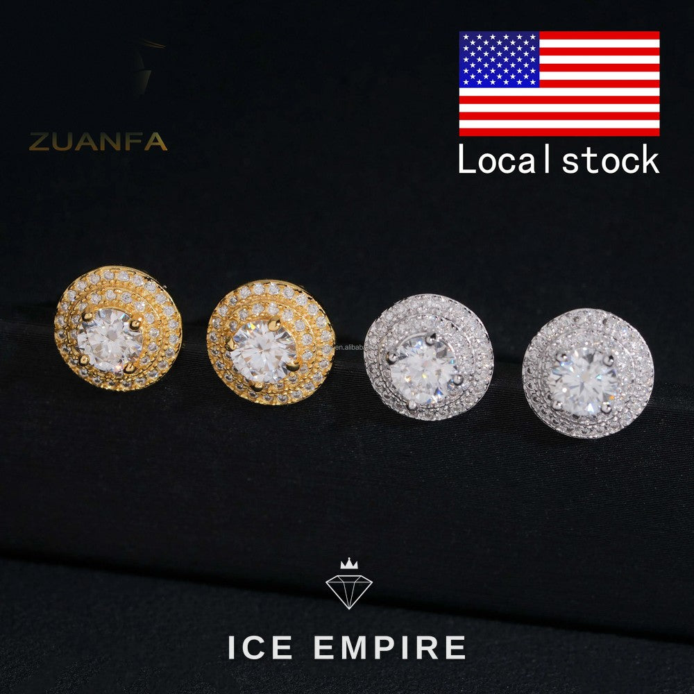 Iced Out Gold Plated Moissanite Earrings