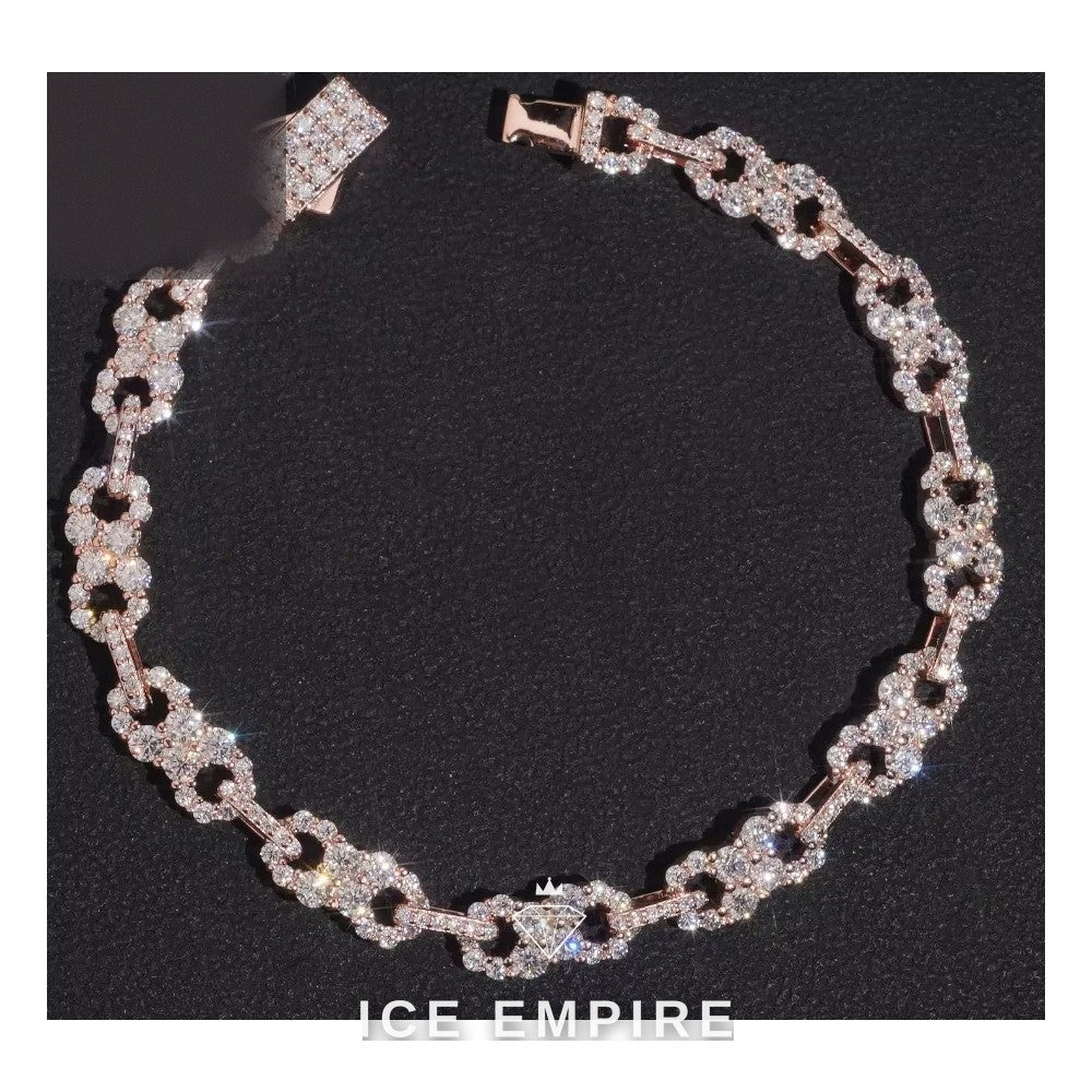 Iced Out Baguette 925 Silver Moissanite Cuban Chain