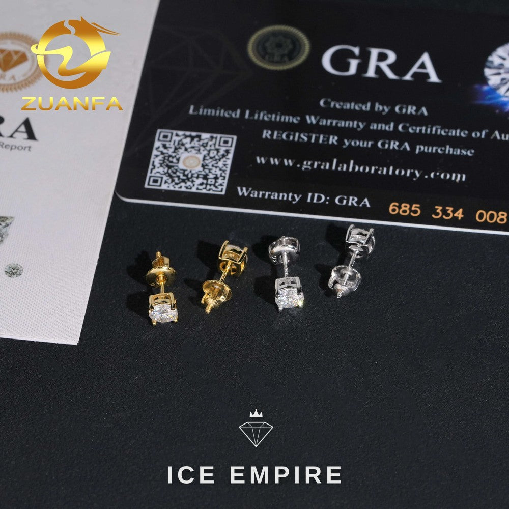Iced Out 925 Silver Moissanite Stud Earrings