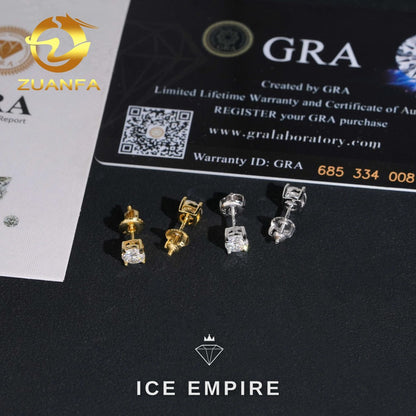 Iced Out 925 Silver Moissanite Stud Earrings