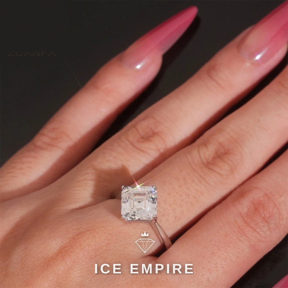 Iced Out 925 Silver Moissanite Engagement Ring