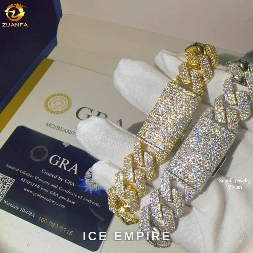 Iced Out 925 Silver Moissanite Cuban Chain
