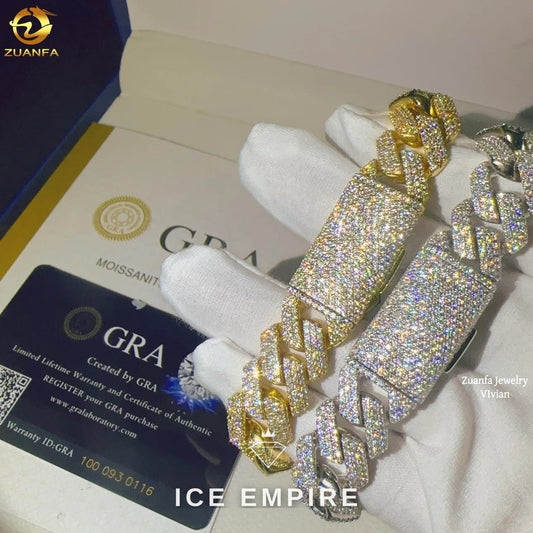 Iced Out 925 Silver Moissanite Cuban Chain