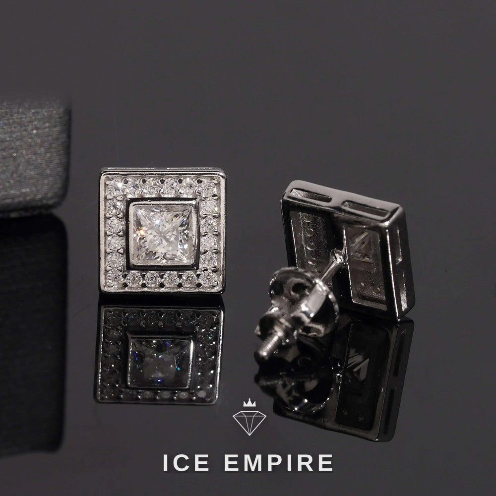Iced Out 925 Silver Moissanite Stud Earrings