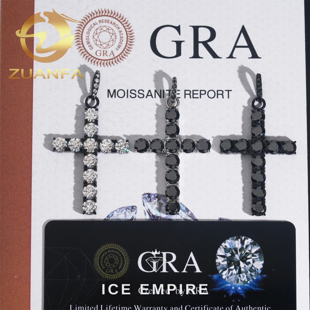 Iced Out Cross Rose Gold Plated Moissanite Pendant