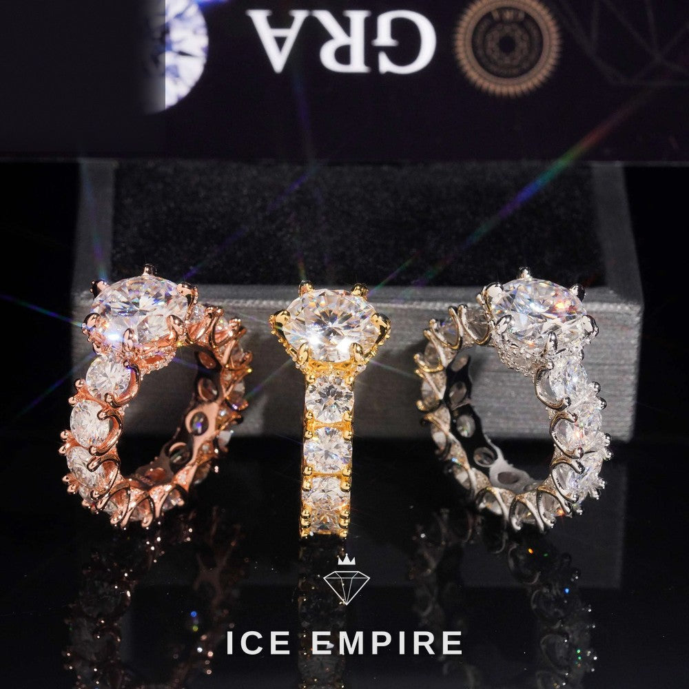 Iced Out Rose Gold Plated Moissanite Engagement Ring
