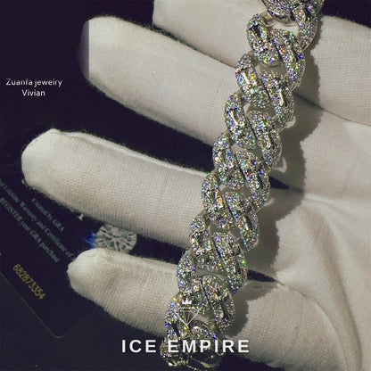 Iced Out 925 Silver Moissanite Cuban Chain