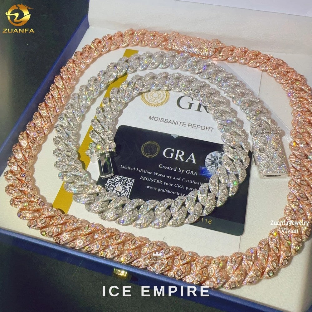 Iced Out Rose Gold Plated Moissanite Cuban Chain