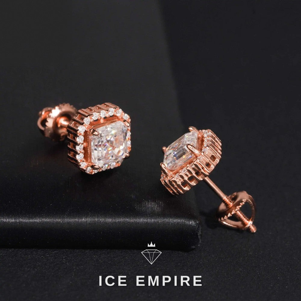 Iced Out Cluster Gold Plated Moissanite Stud Earrings