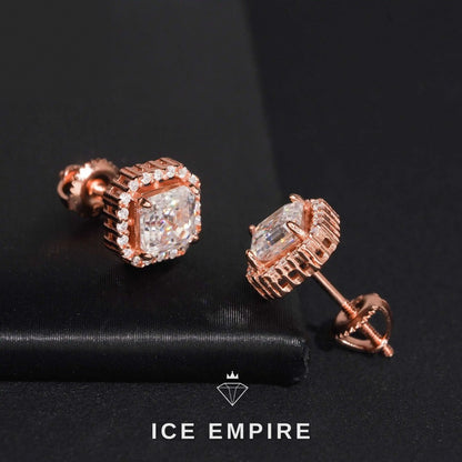 Iced Out Cluster Gold Plated Moissanite Stud Earrings