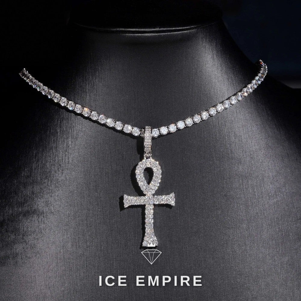 Iced Out Cross Gold Plated Lab Grown Diamond Pendant
