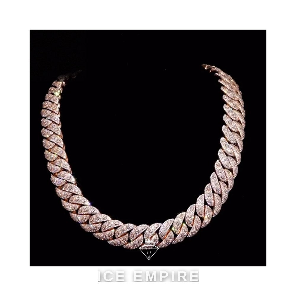 Iced Out Rose Gold Plated Moissanite Cuban Chain