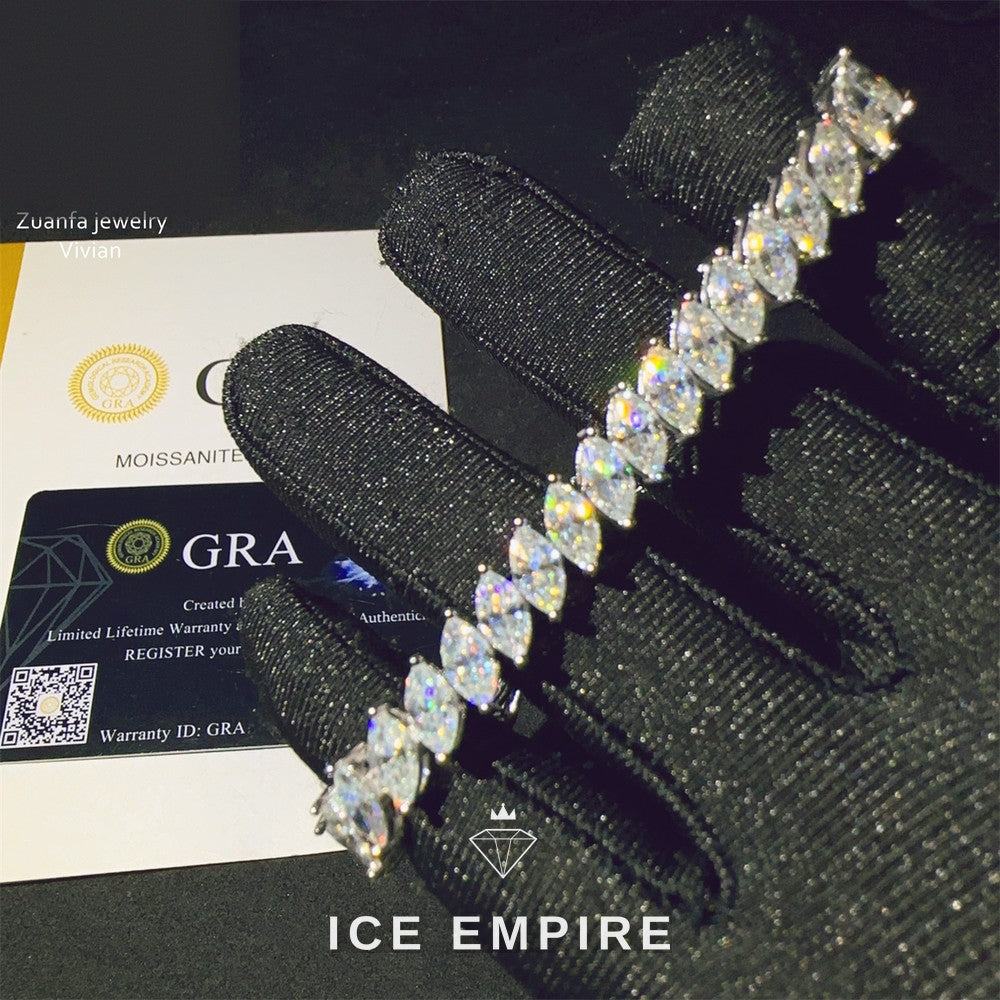 Iced Out 925 Silver Moissanite Tennis Chain