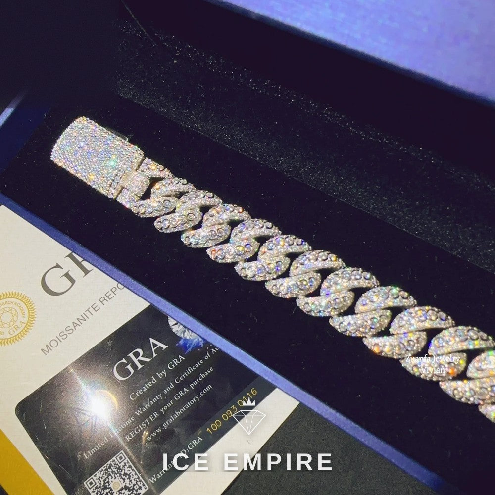 Iced Out Cross Rose Gold Plated Moissanite Cuban Chain