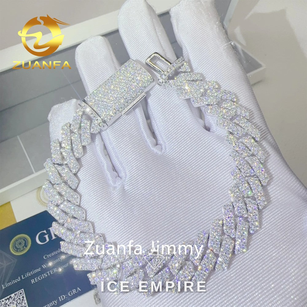 Iced Out 925 Silver Moissanite Cuban Chain
