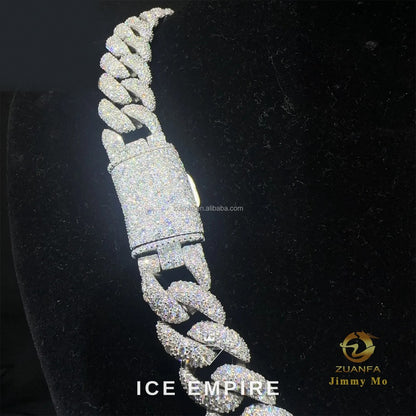 Iced Out 925 Silver Moissanite Cuban Chain