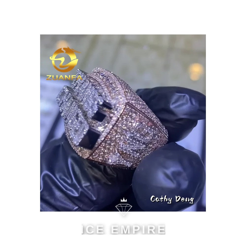 Iced Out 925 Silver Moissanite Ring