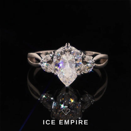 Iced Out 925 Silver Moissanite Engagement Ring