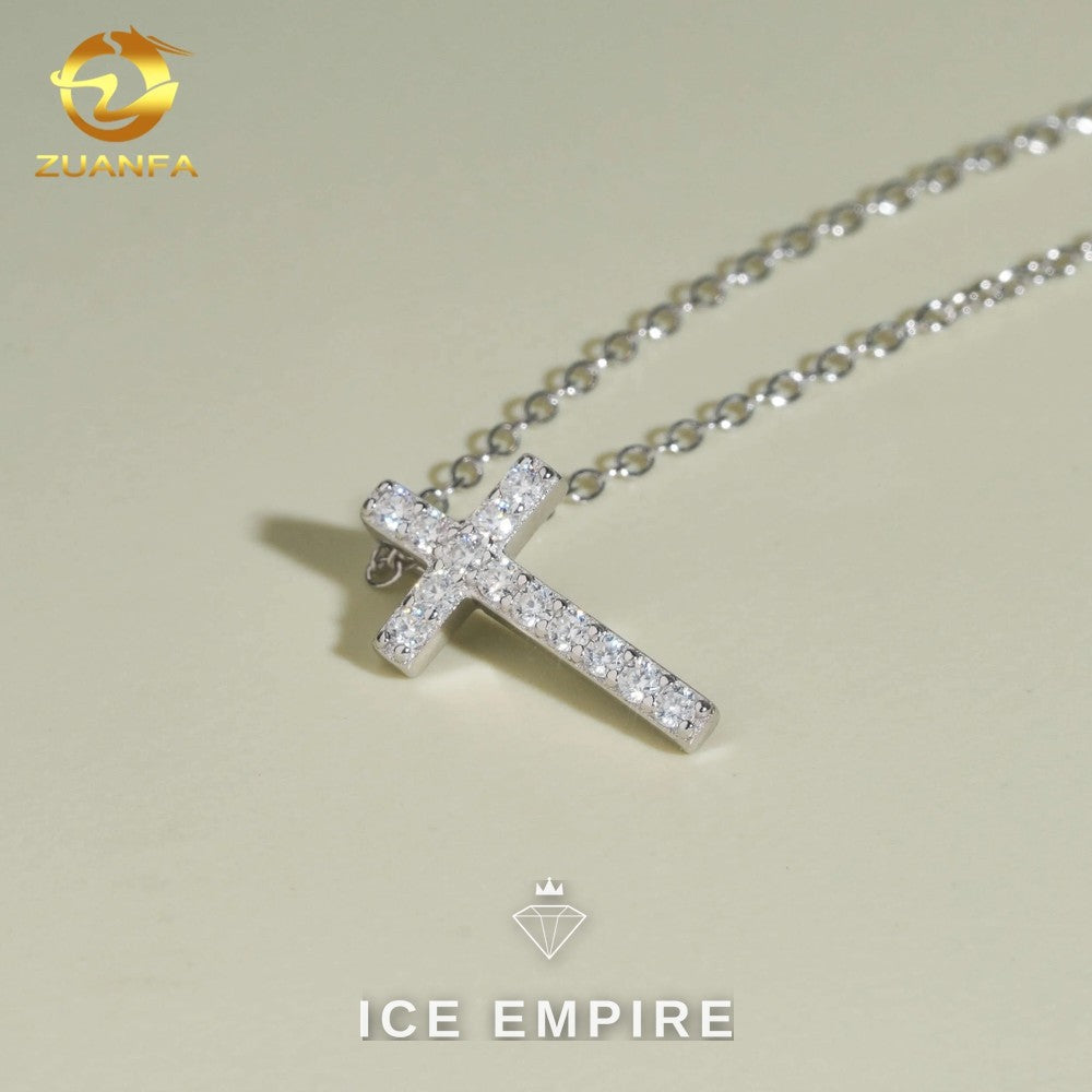 Iced Out Cross 925 Silver Pendant