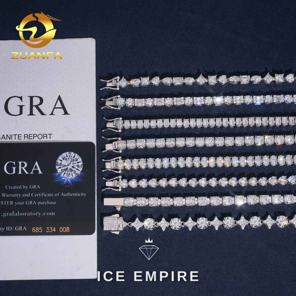 Iced Out 925 Silver Moissanite Tennis Bracelet