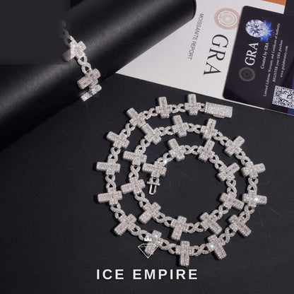 Iced Out Cross Rose Gold Plated Moissanite Cuban Chain