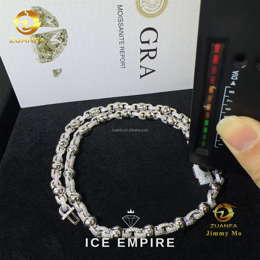 Iced Out 925 Silver Moissanite Cuban Chain