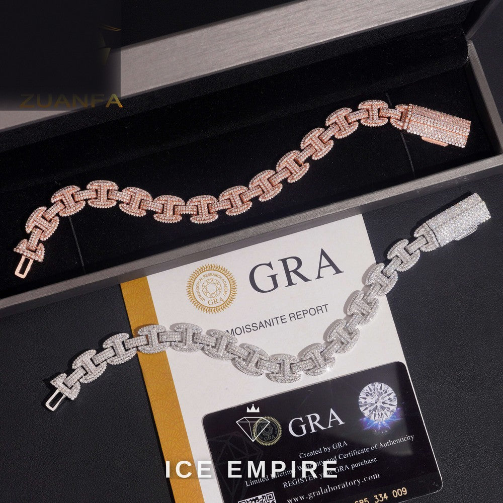Iced Out Rose Gold Plated Moissanite Cuban Chain
