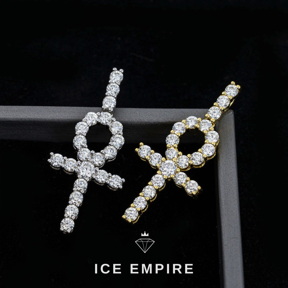 Iced Out Cross Gold Plated Moissanite Pendant