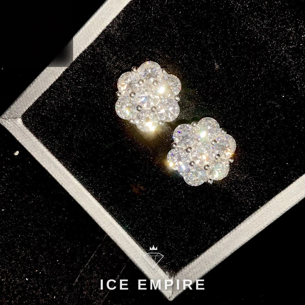 Iced Out 925 Silver Moissanite Stud Earrings