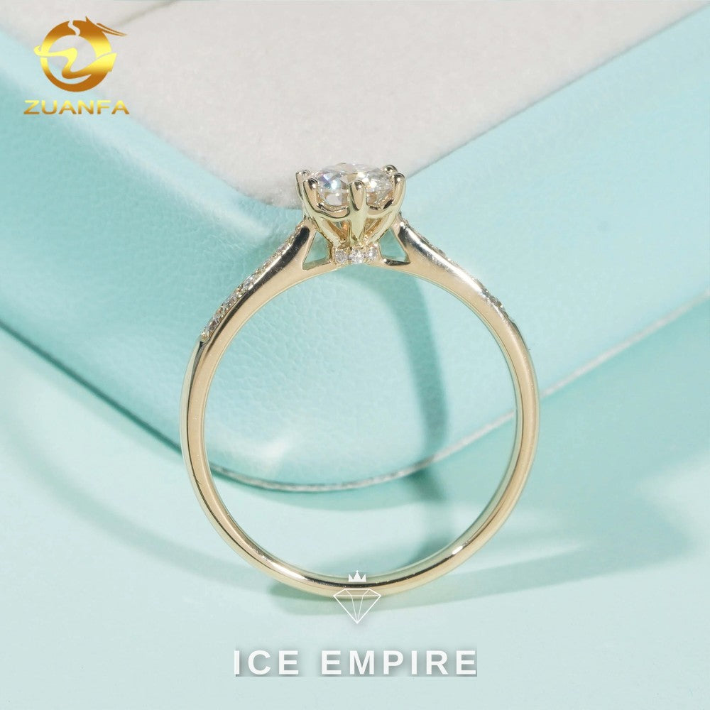 Iced Out 9K Gold Moissanite Engagement Ring