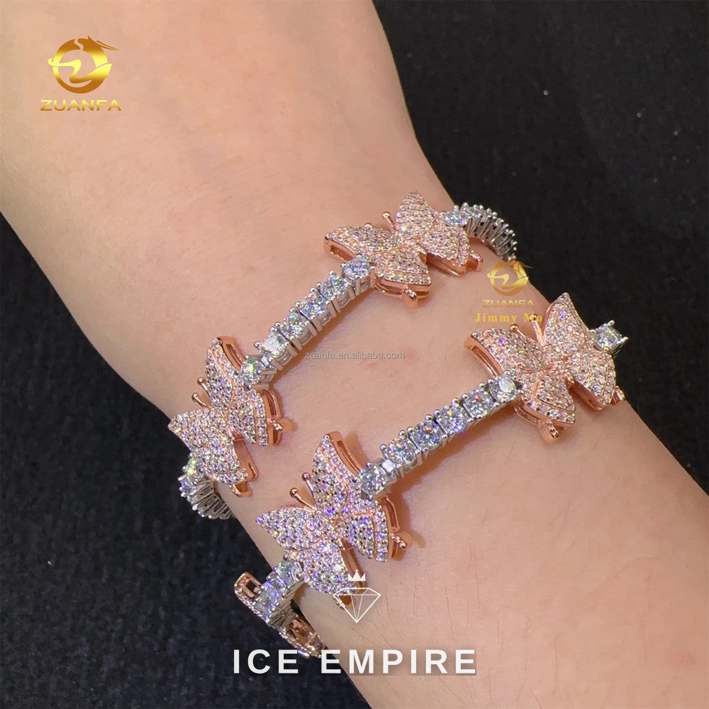 Iced Out Cluster Gold Plated Moissanite Tennis Chain