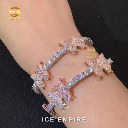 Iced Out Cluster Gold Plated Moissanite Tennis Chain