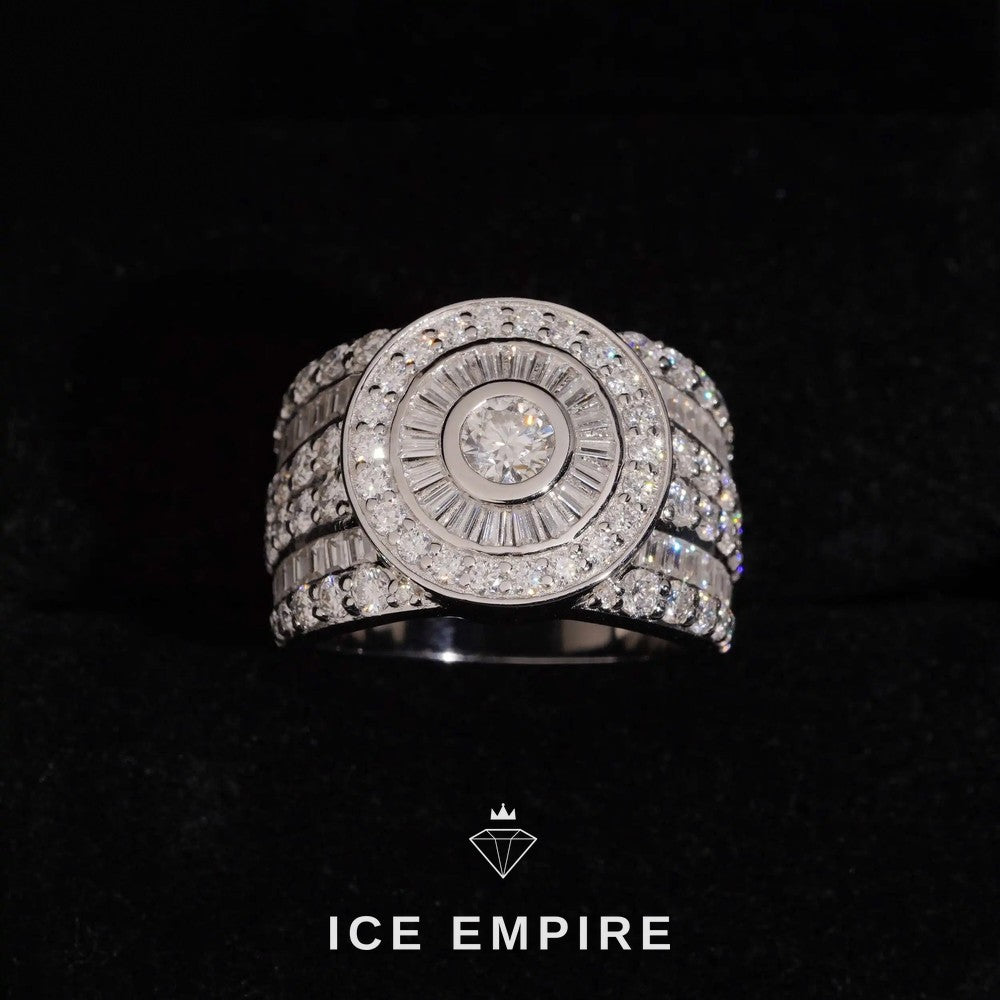 Iced Out Baguette 925 Silver Moissanite Ring