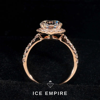 Iced Out Rose Gold Moissanite Engagement Ring