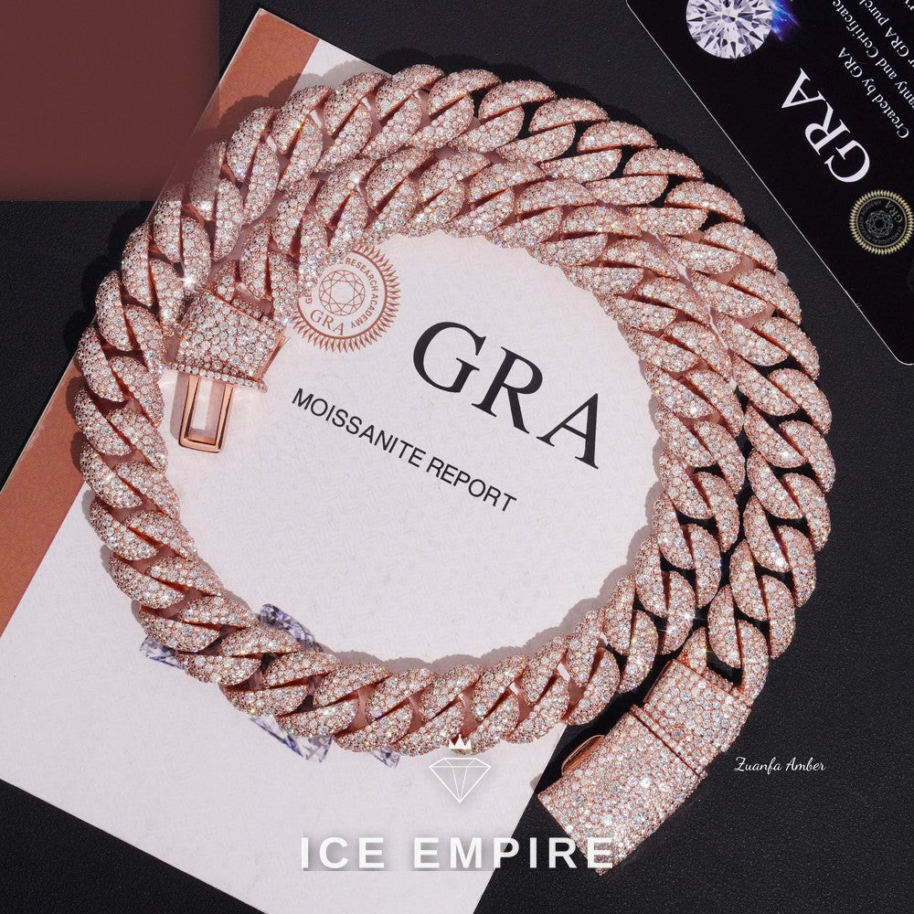 Iced Out 14K Gold Moissanite Cuban Chain